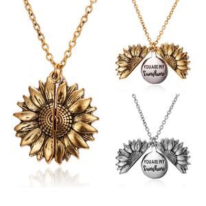 You are my Sunshine Sunflower Necklace Gold and Silver